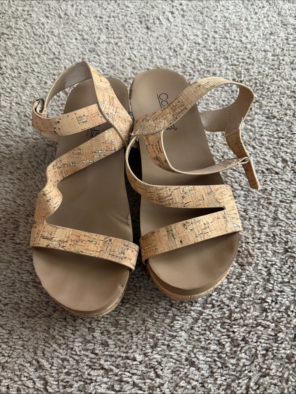 Corkys Cork-Pattern Strappy Platform Sandals - Tan